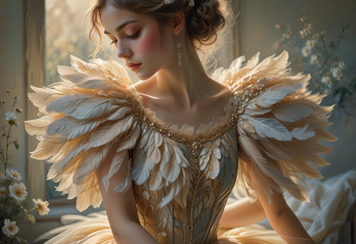 Ethereal Ballerina Dances Amidst Heavenly Sunshine