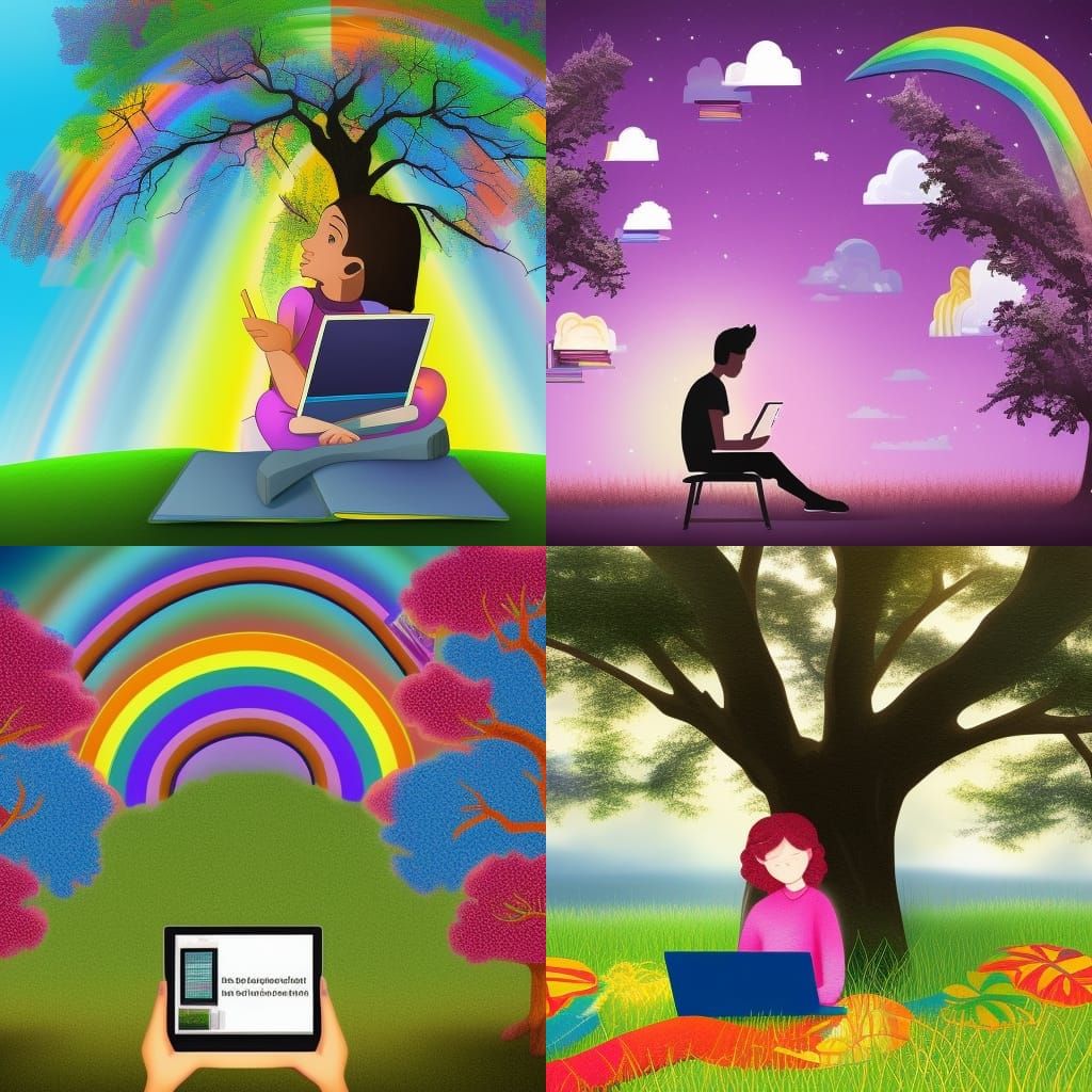 Student Under Rainbow Tree of Knowledge