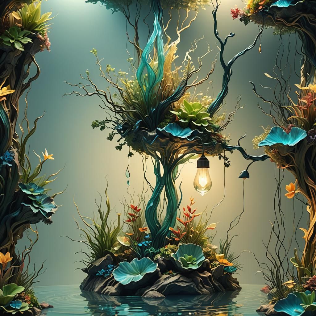 Aquascape Lamp: 3D Design in Glass and Silk