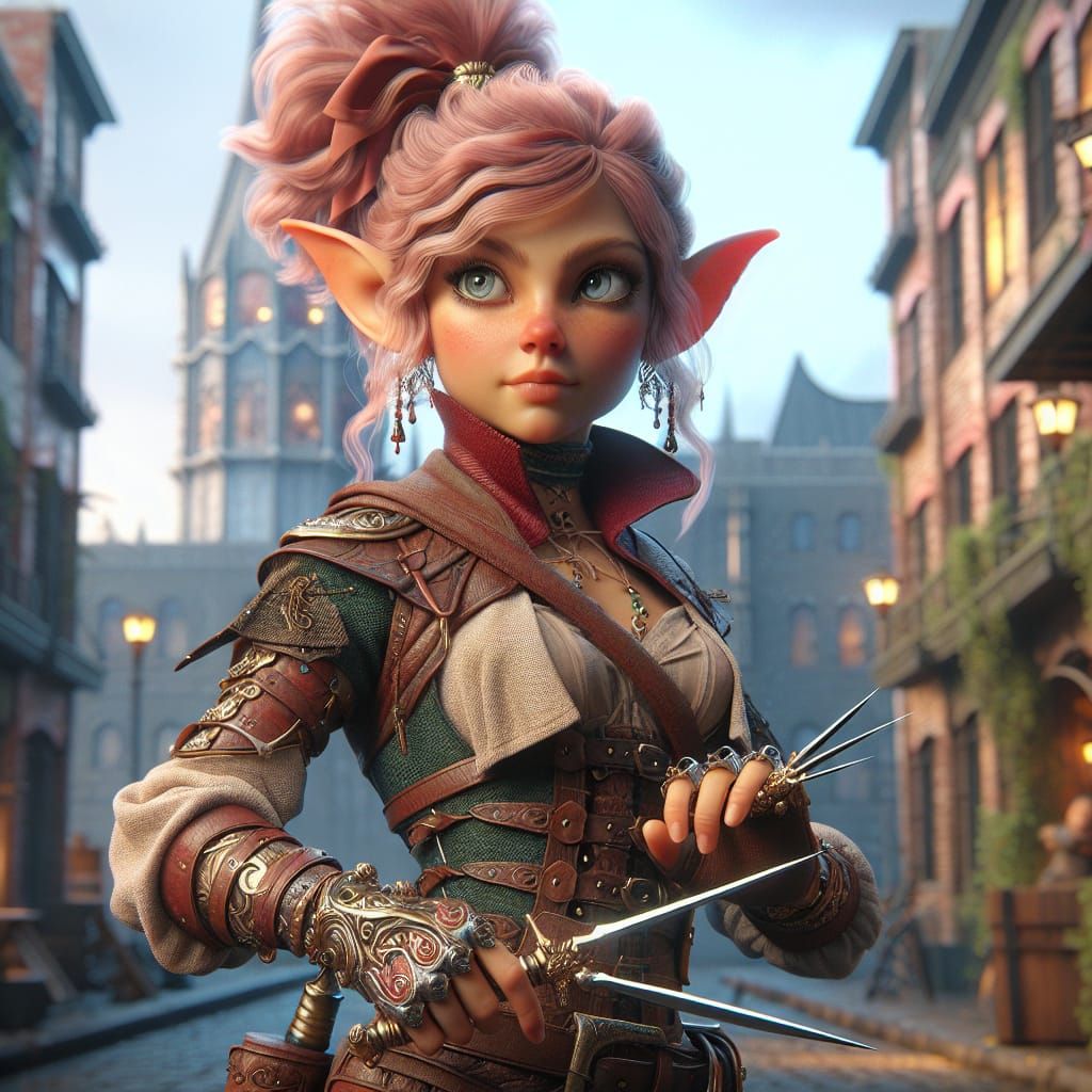 Gnome Rogue in Fairytale City with Octane Rendering