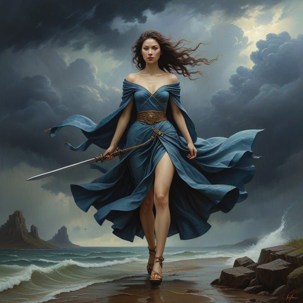 Female Warrior Ruler in Fantasy Art Style