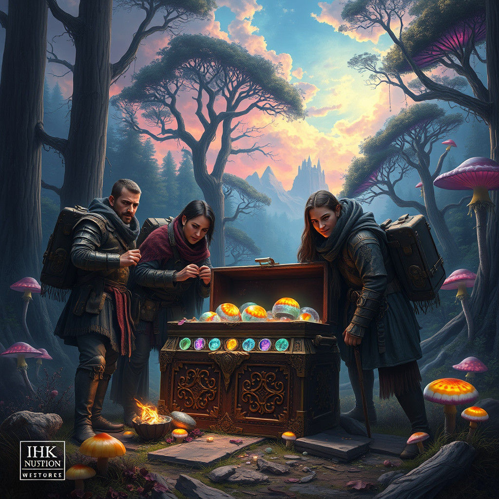 Adventurers Discover Treasure in Mystical Forest