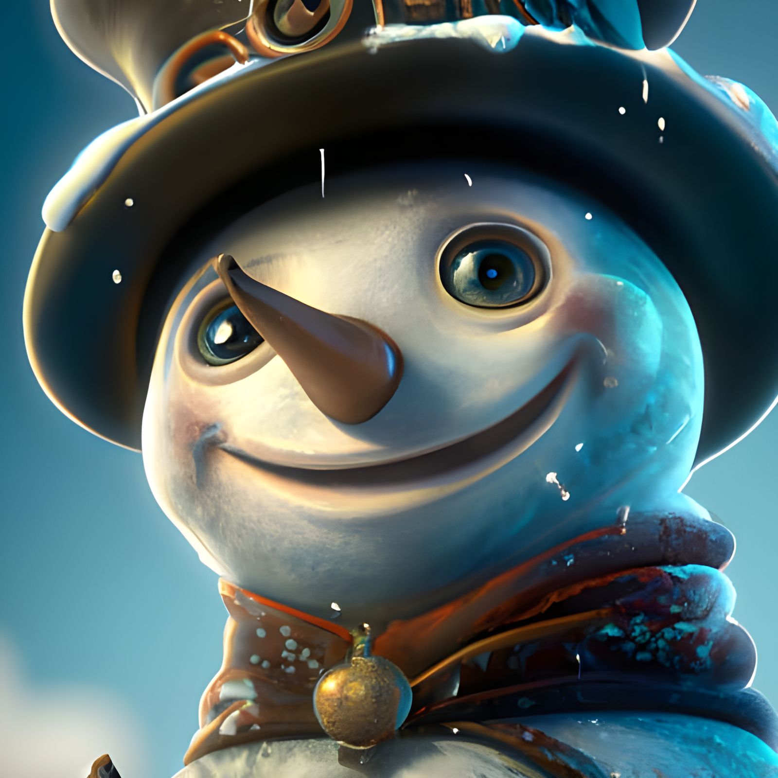 Adorable Snowman Portrait in Detailed 3D Render