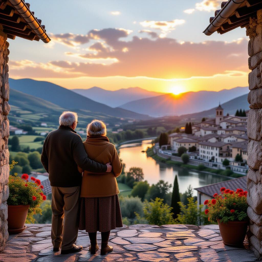 Italian Village Sunset: A Photorealistic Portrait