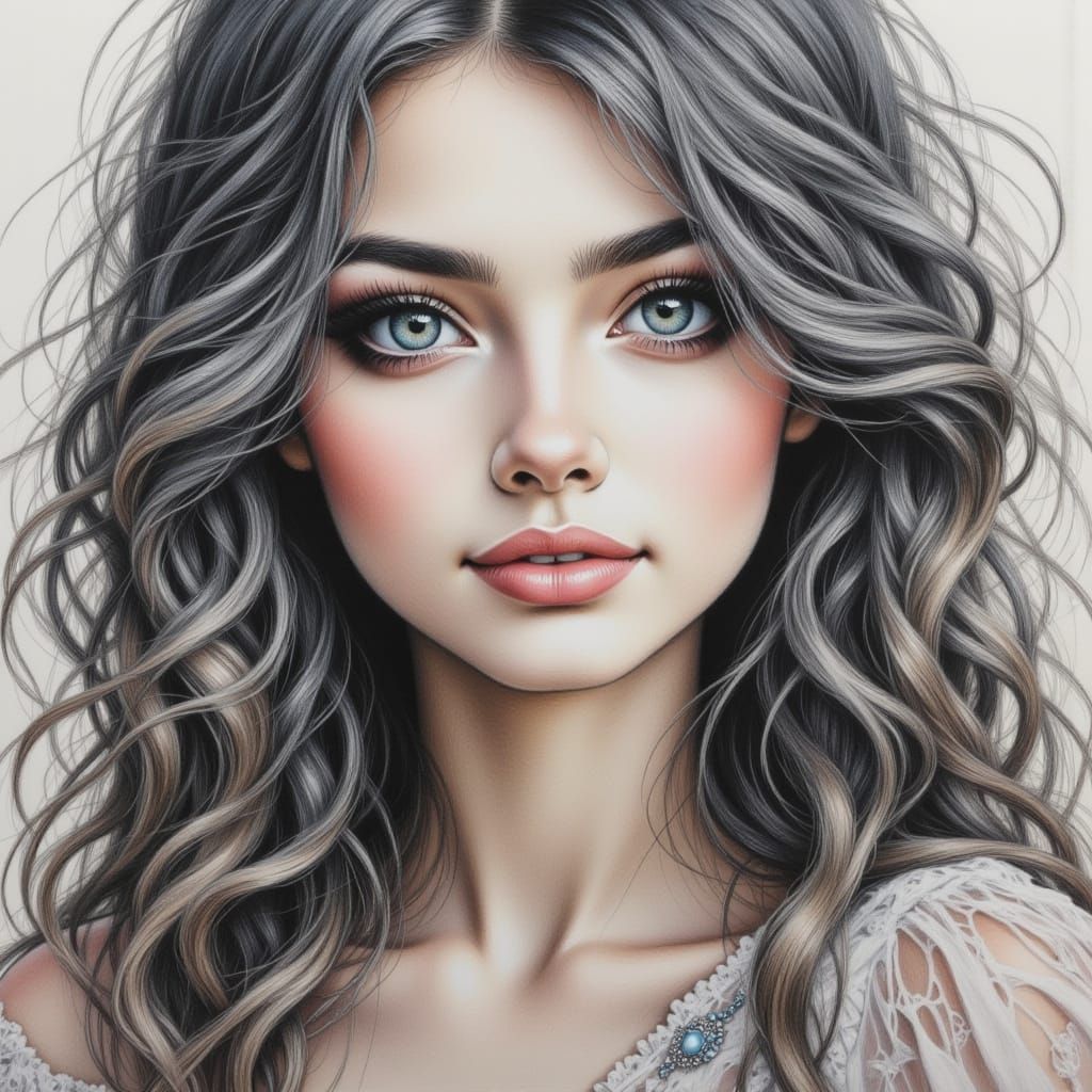 <lora:Beautiful women:1.0> <lora:CPCflux:1.0> Close-up, white background, retro, cute girl in a dress, gray eyes, half-t...