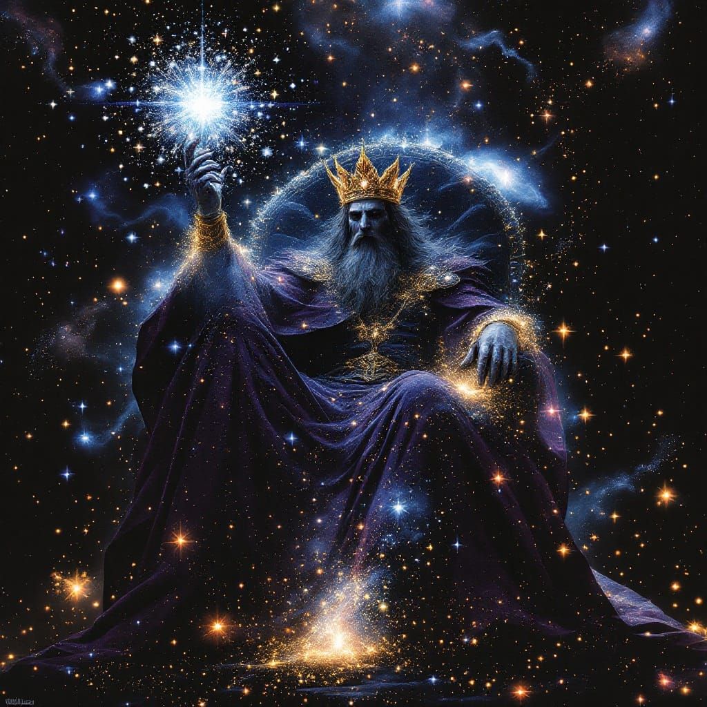 Cosmic God Reigns Supreme in Stellar Throne Room