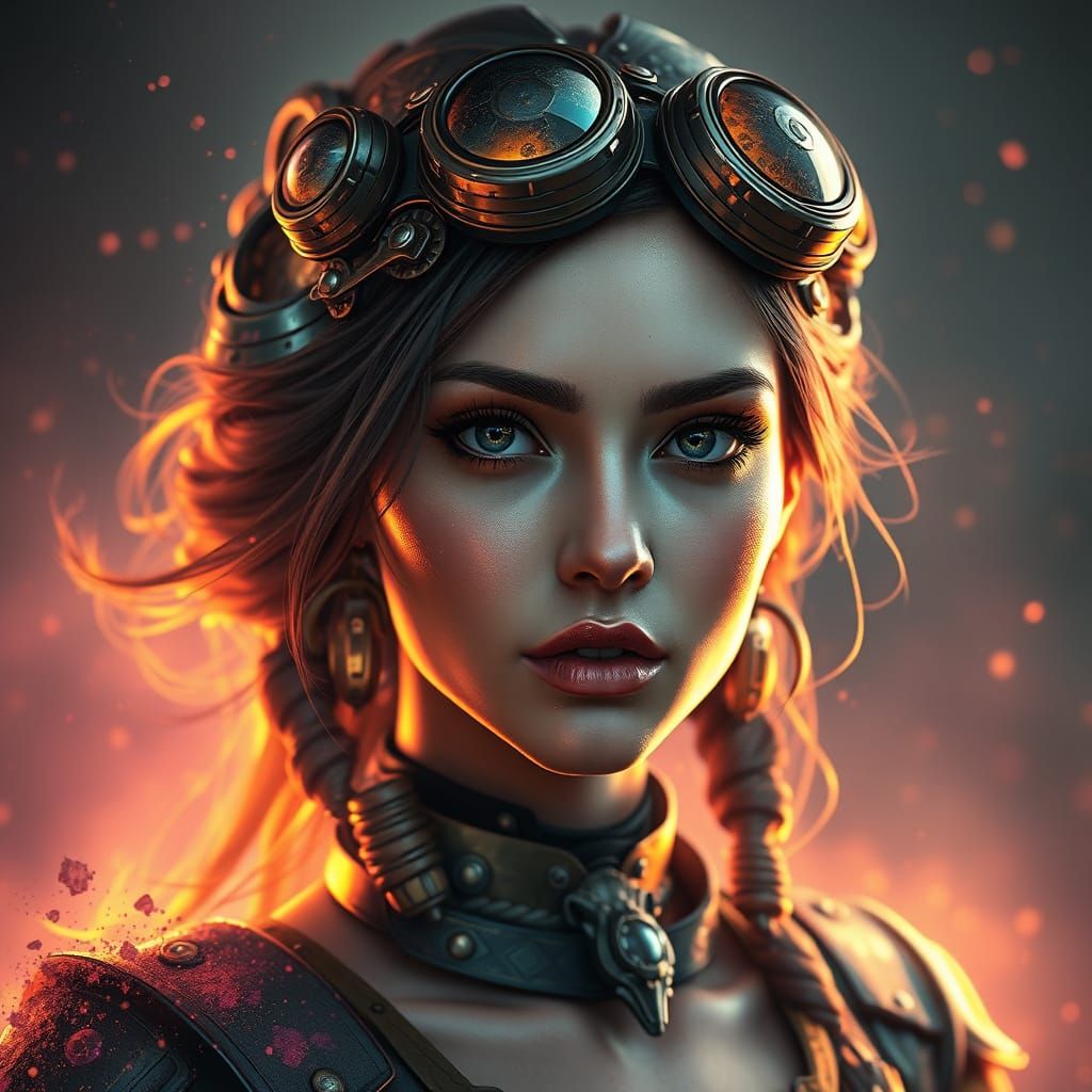 Steampunk Goddess in Intricately Detailed Portrait