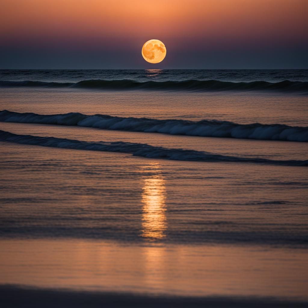 Moonlit Ocean Reflection: A Peaceful Night Scene