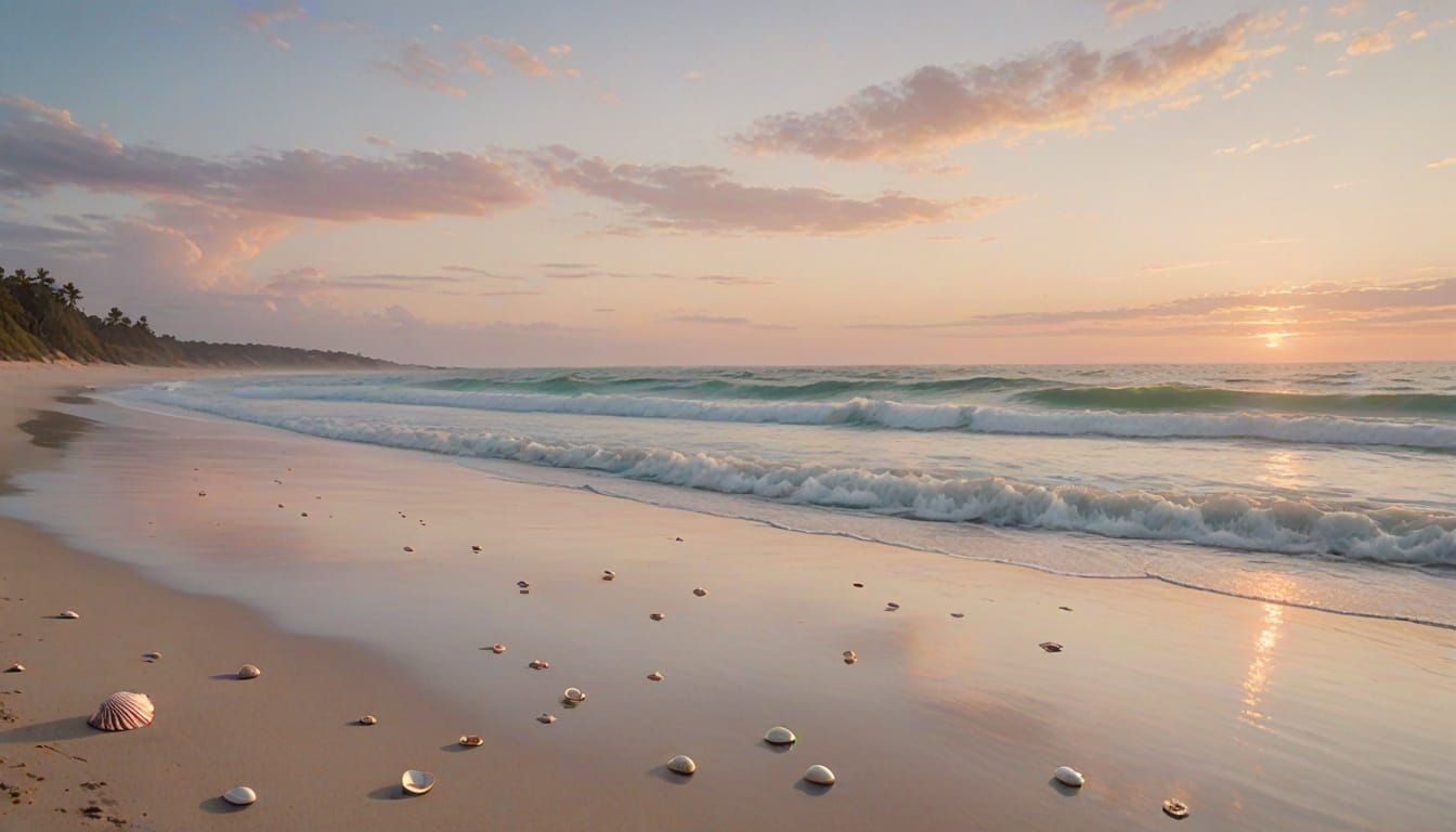 A serene beach at dawn