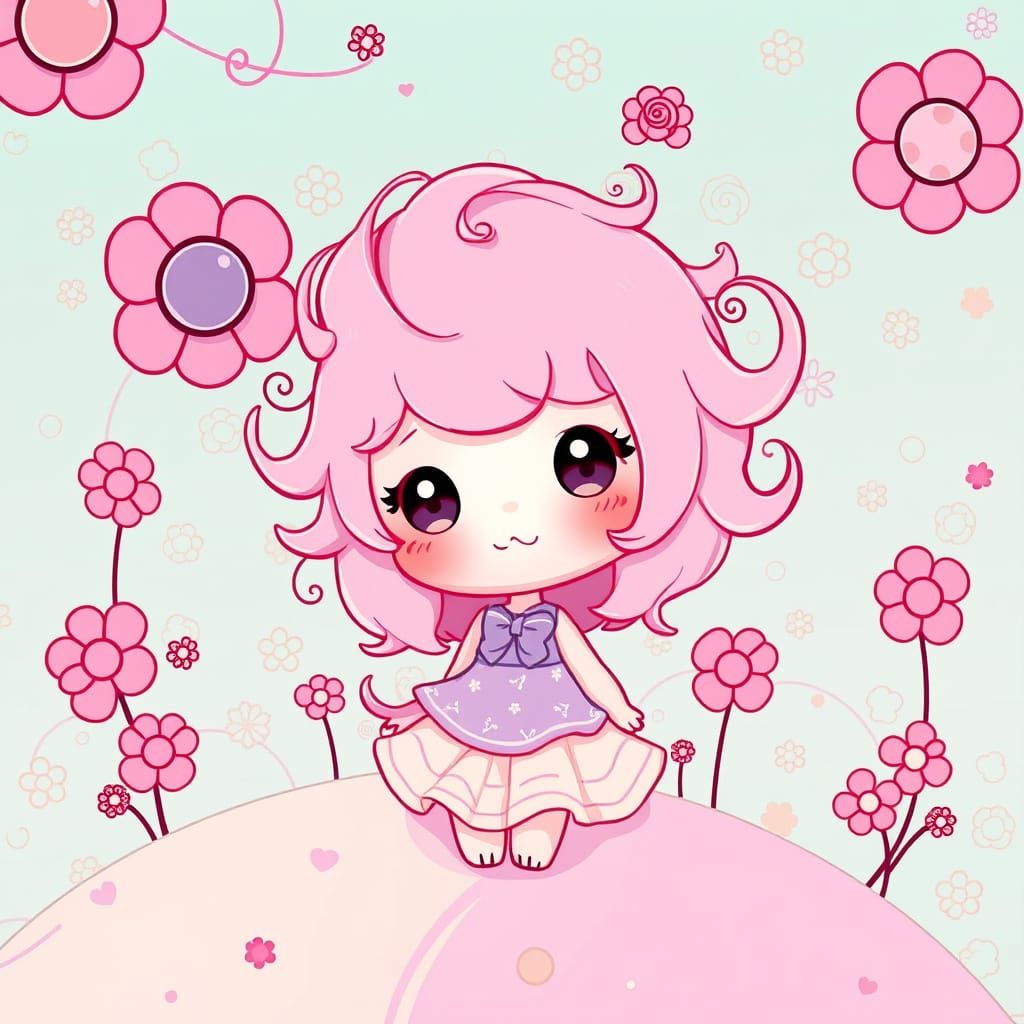 Pastel Kawaii Scene in Pop Art Style