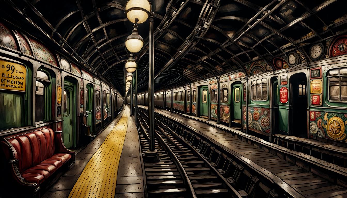 Abandoned 1950s New York Subway in Dark Palette