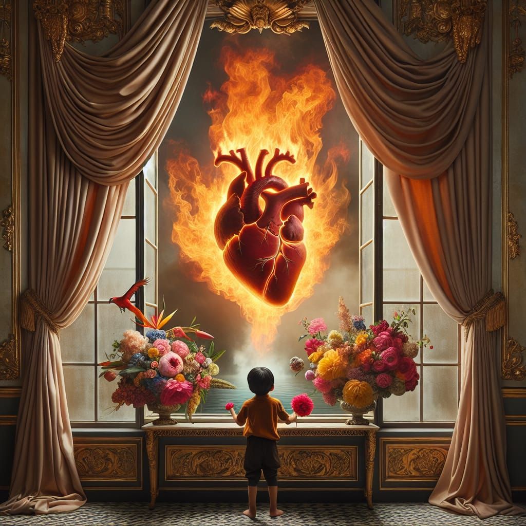 Heart of Ephemeral Longing in a Classical Surrealist Scene