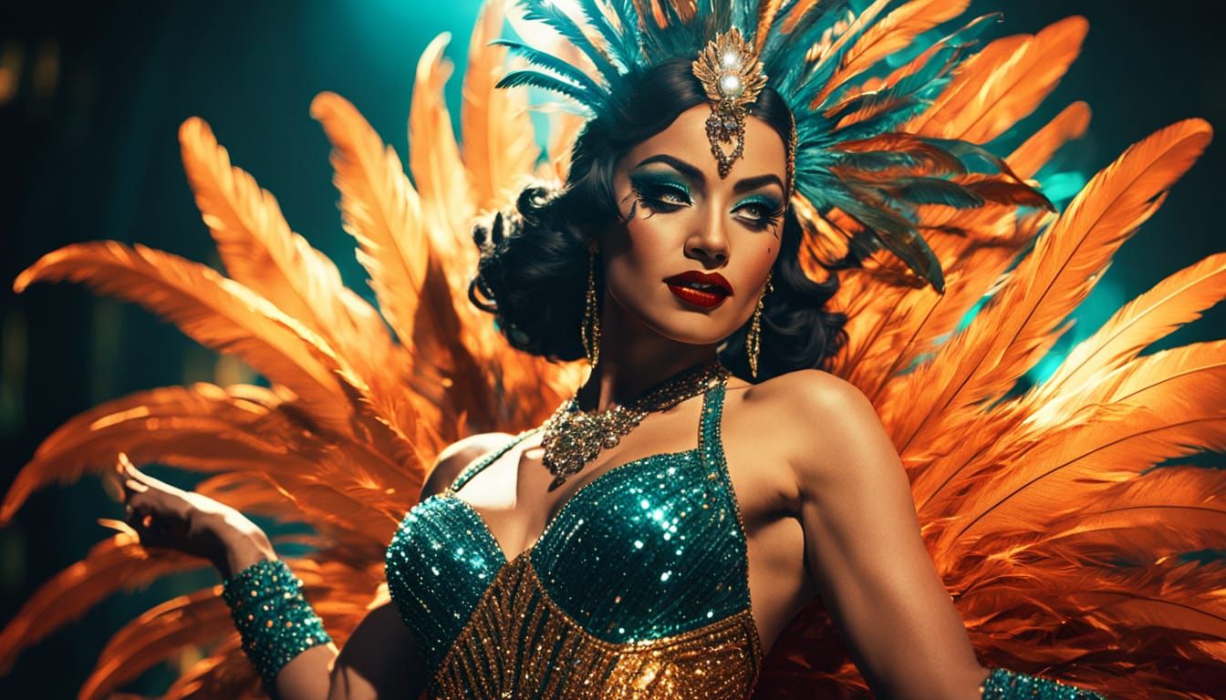 Burlesque Dancer in Comic Book Art Style