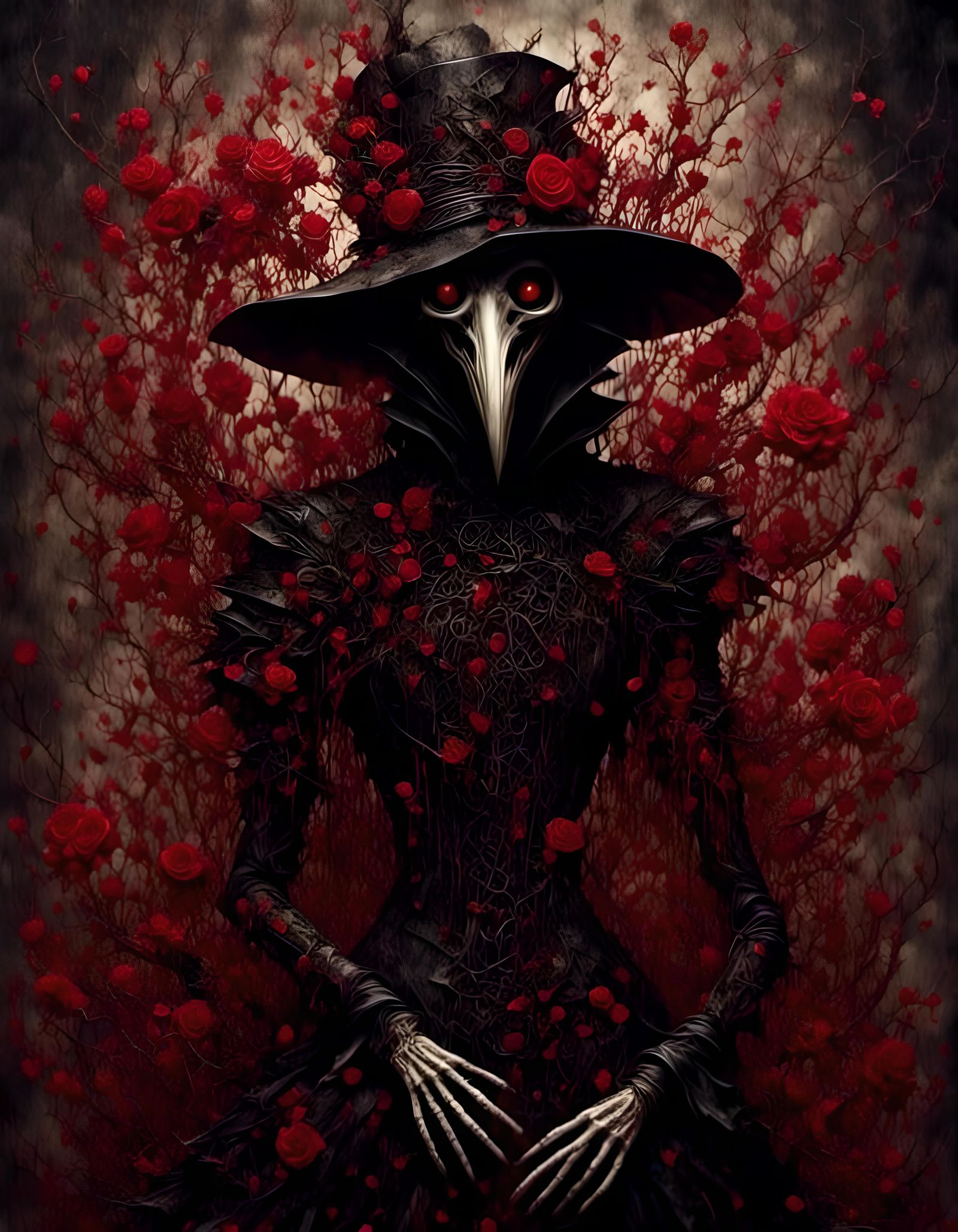 Rotting Plague Doctor Portrait in Gothic Steampunk Style