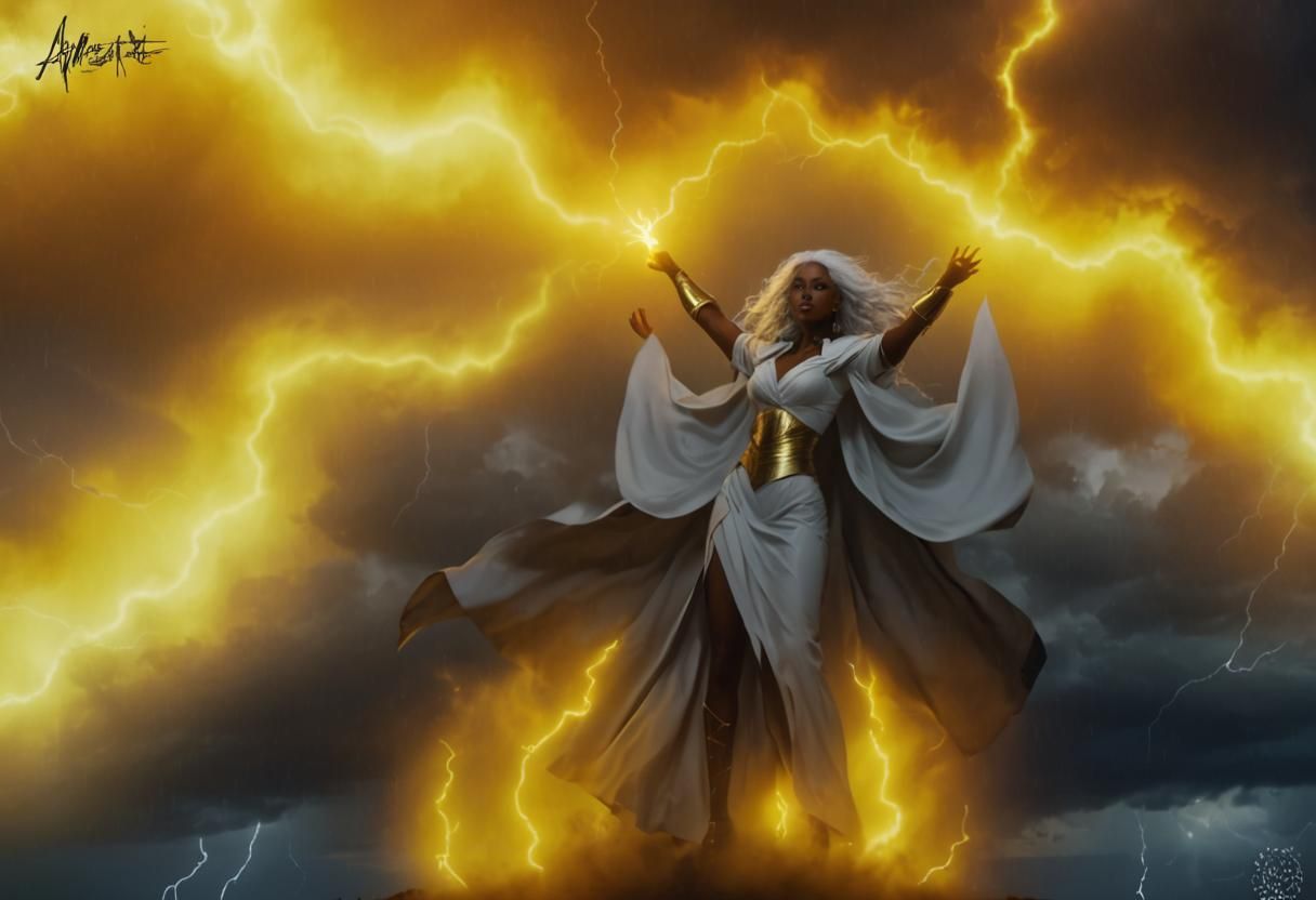 Storm Queen Summons Lightning: Fantasy Art