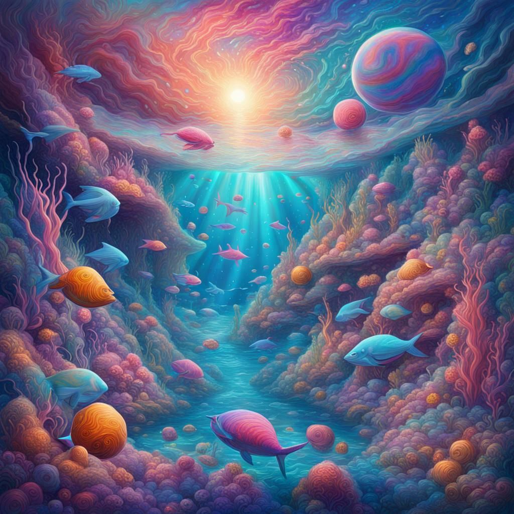 Underwater Candyland: Holographic Cosmic Dreamscape