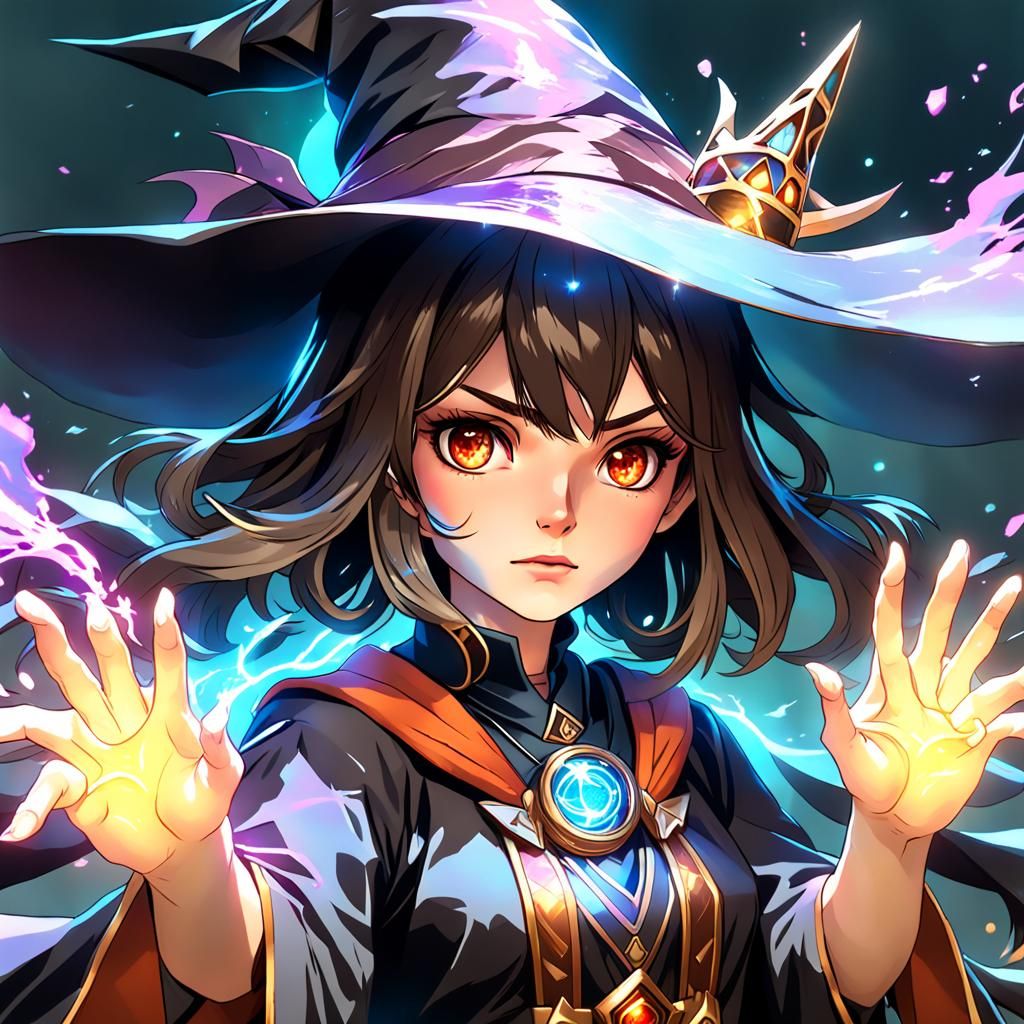 Anime Witch Portrait in Hyperdetailed Digital Art