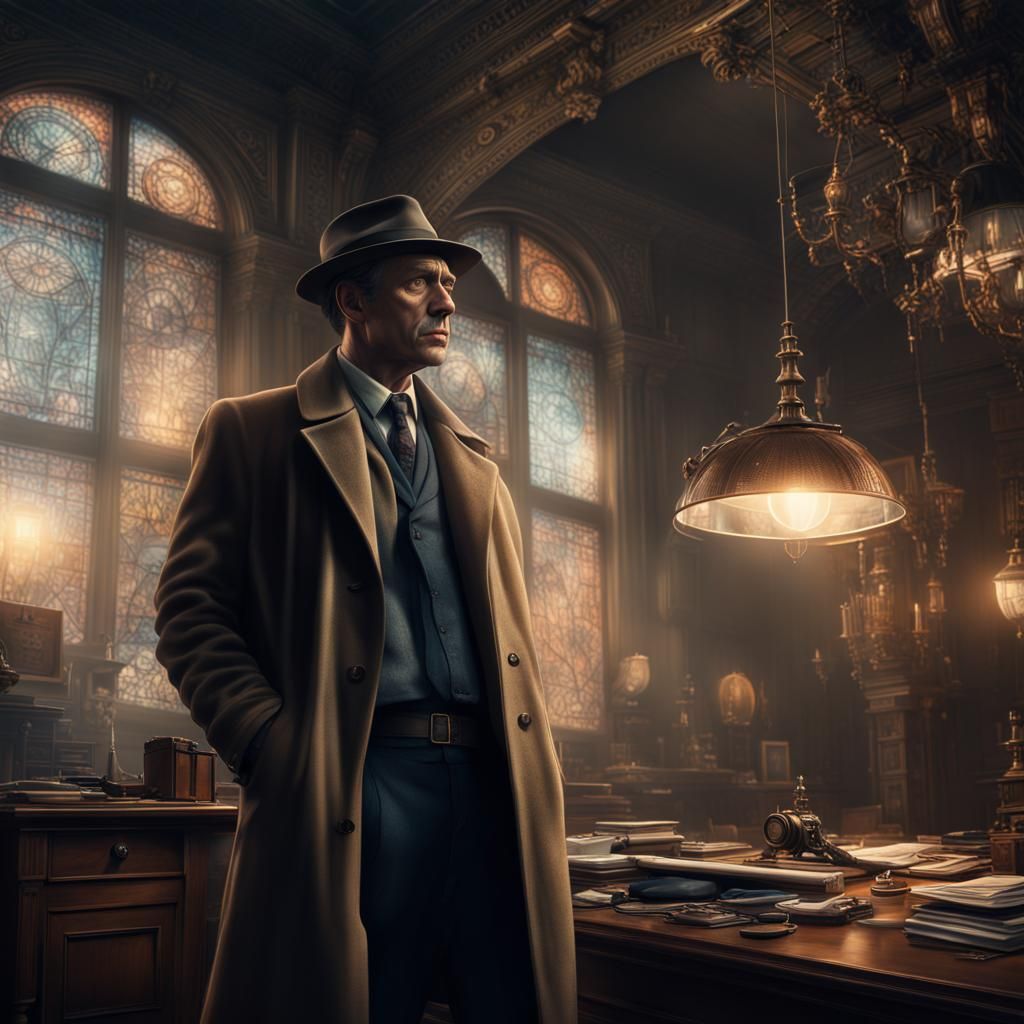 Reflective Detective in a Dramatic Digital Painting