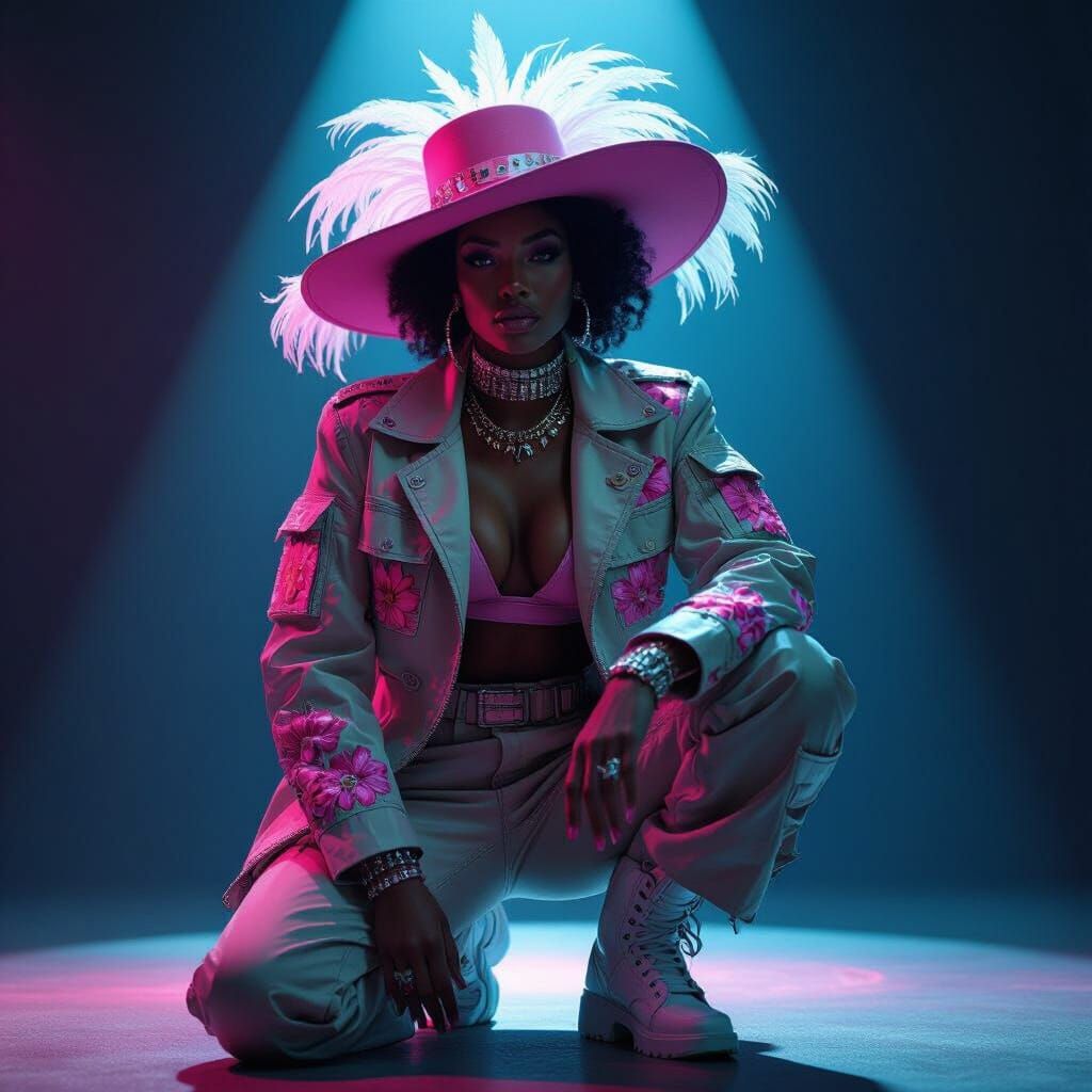 Afrofuturistic Character in Cyber-Glam Style