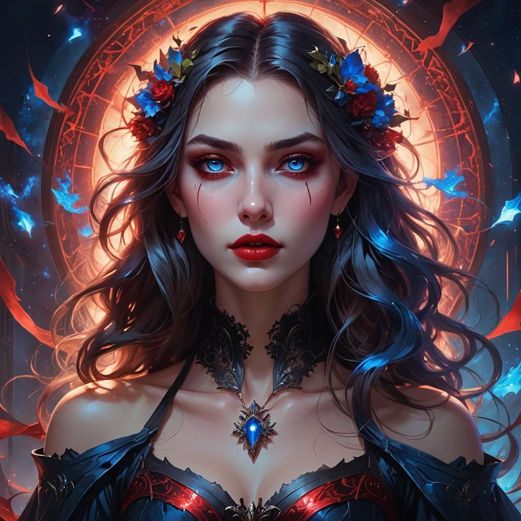 Galaxy Vampire Portrait in Hyperdetailed Art Style