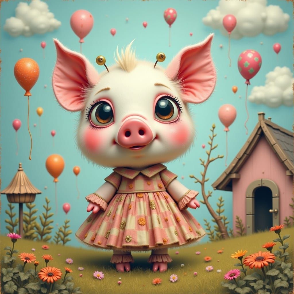 Whimsical Country Cottage Scene