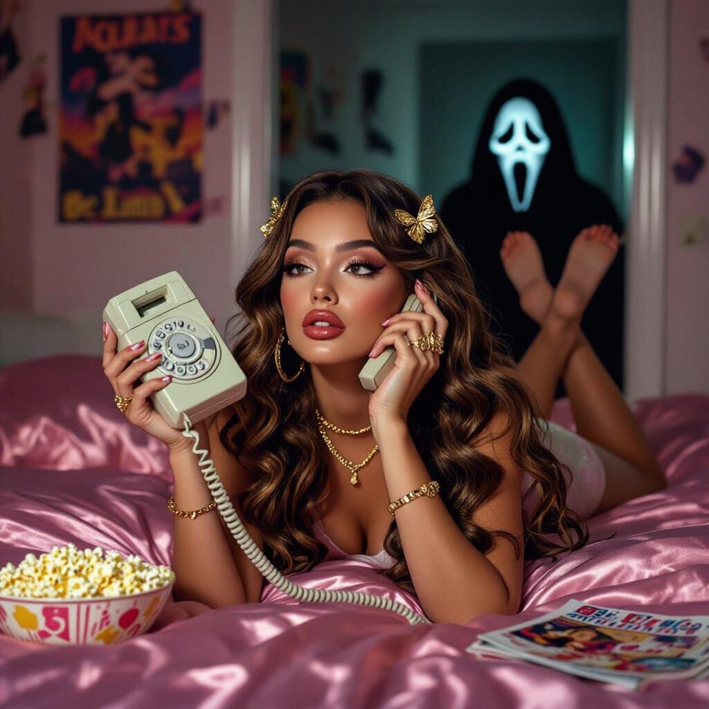 Dreamy Y2K Portrait with 90s Phone