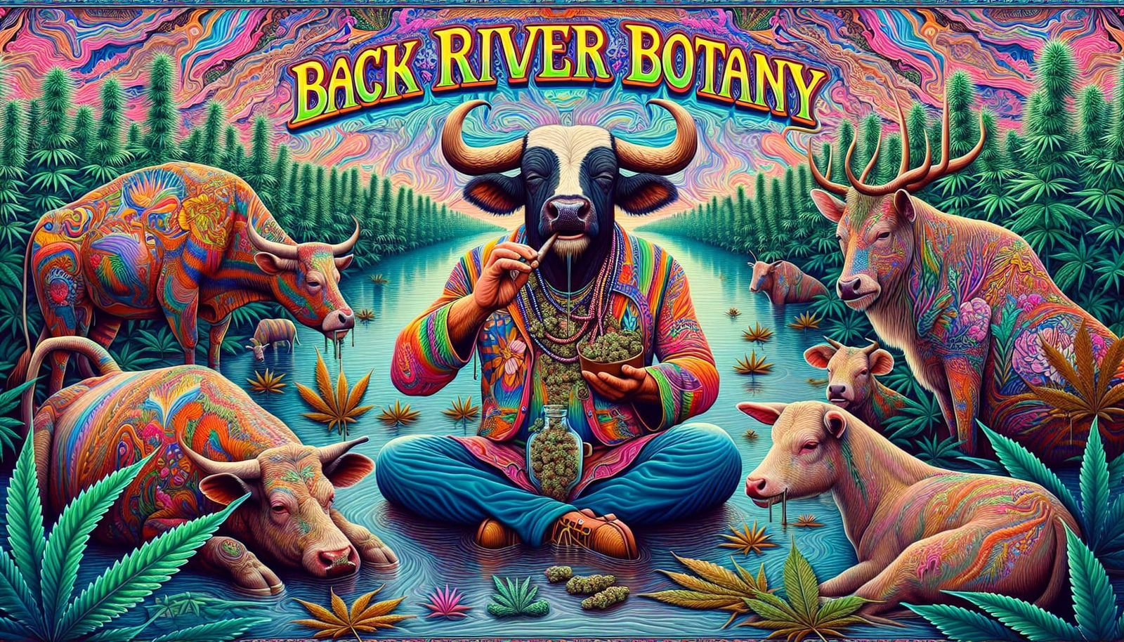 Hippy Bull Distributes Cannabis Seeds in Psychedelic Marsh