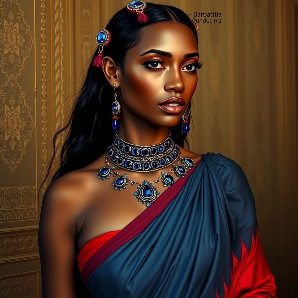 Egyptian Royal Portrait with Traditional Makeup and Jewelry