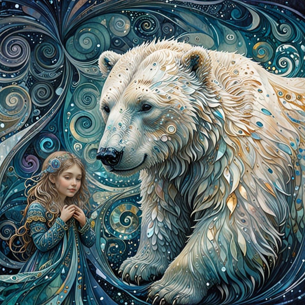 Whimsical Fairytale Encounter in Art Nouveau Style