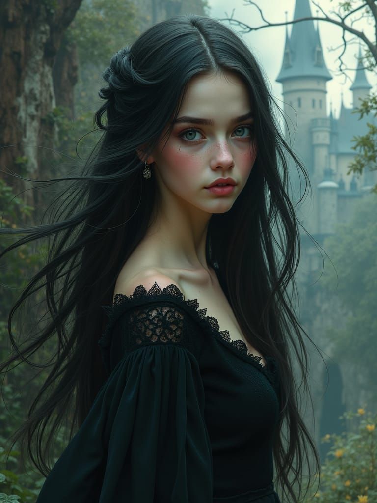 Gothic Beauty in a Fairy Tale Castle