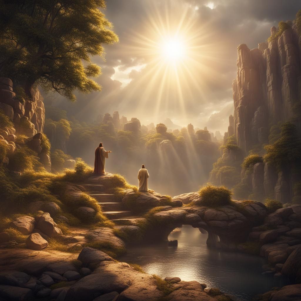 Jesus as a Sunbeam: Detailed Matte Painting