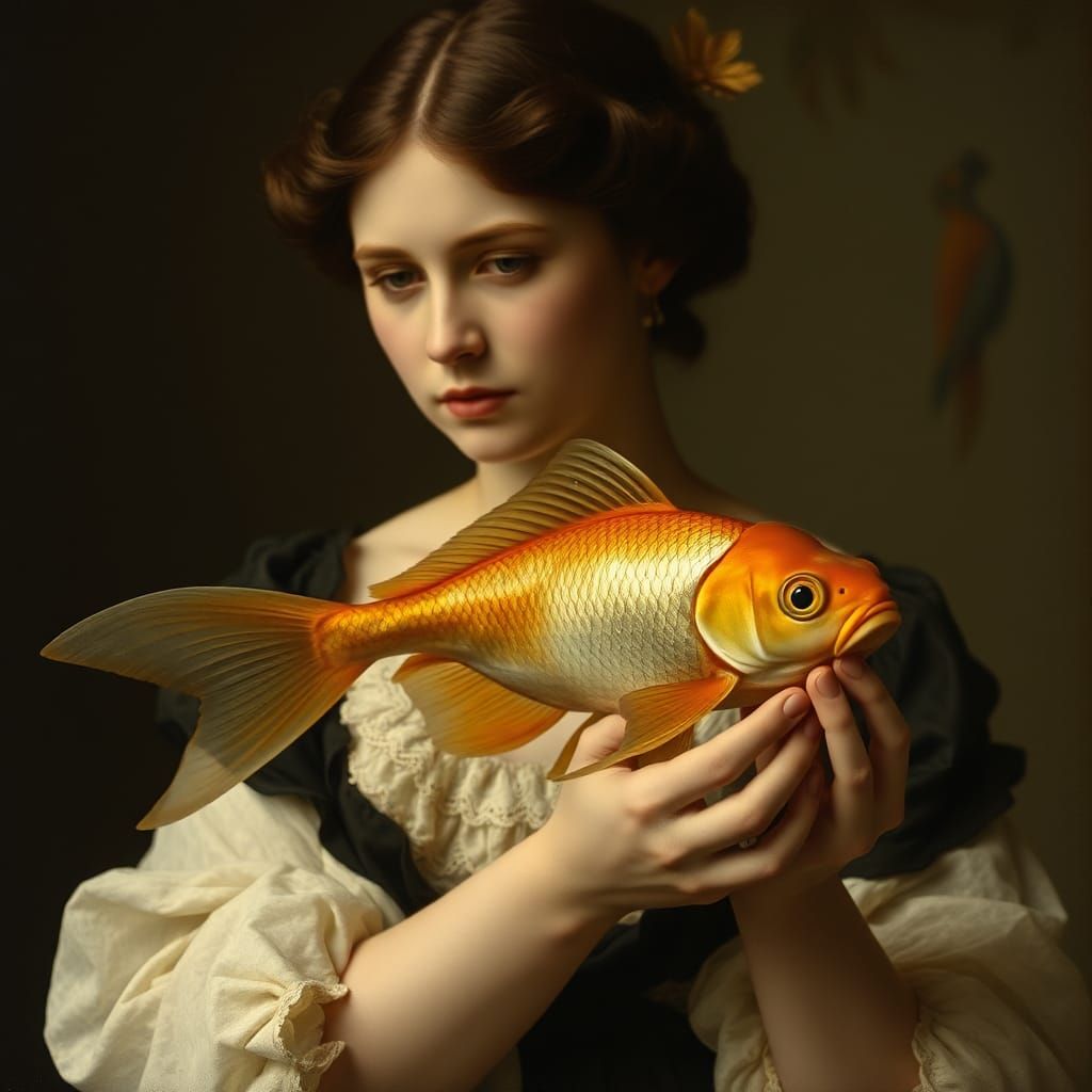 Edwardian Woman with Goldfish Portrait