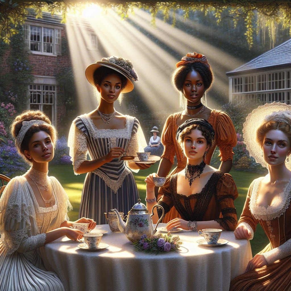 Edwardian Tea Party: A Photorealistic Backyard Gathering