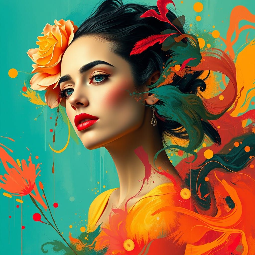 Ethereal Woman in a Dreamlike Abstract Landscape