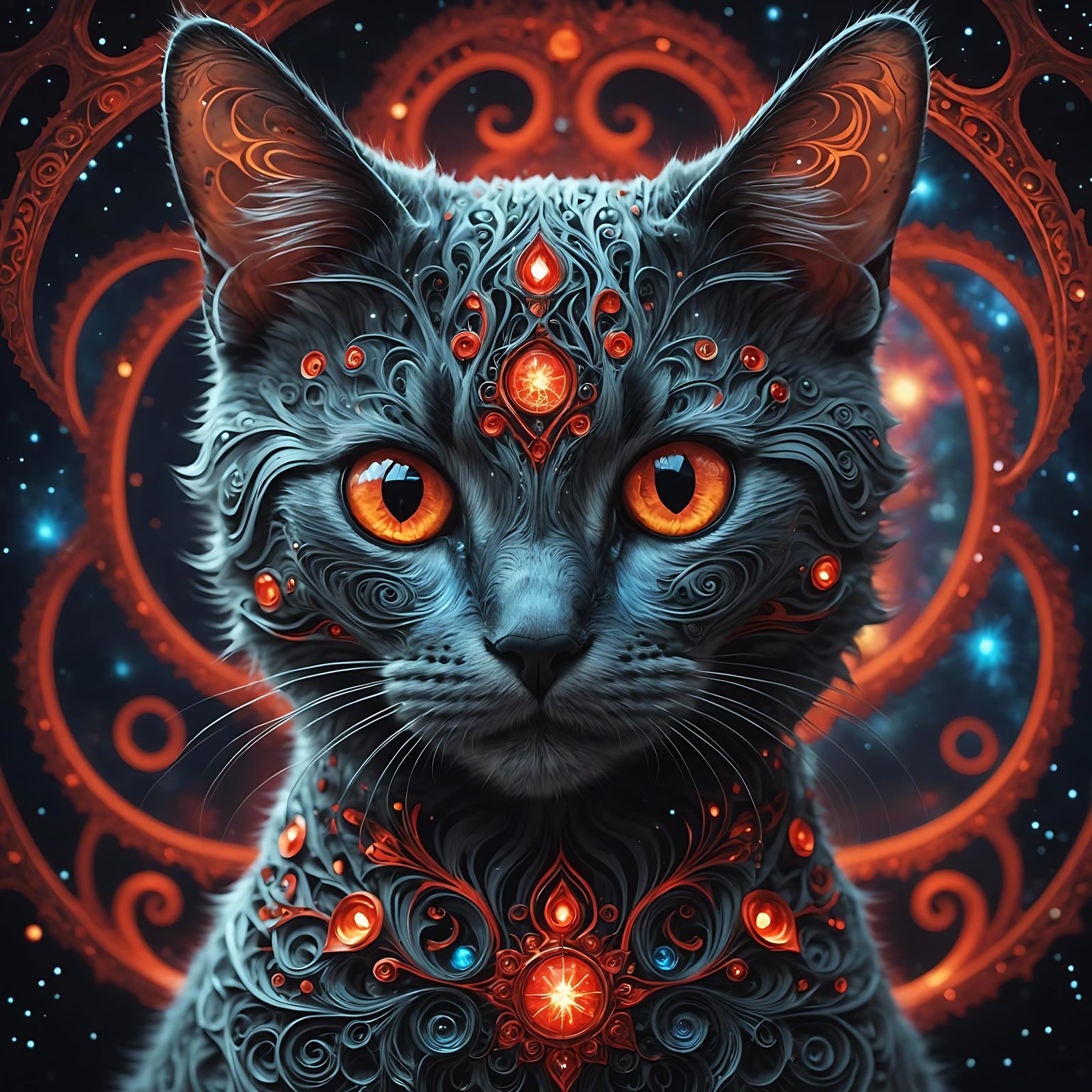 Fractal Cat in Surreal Space Art