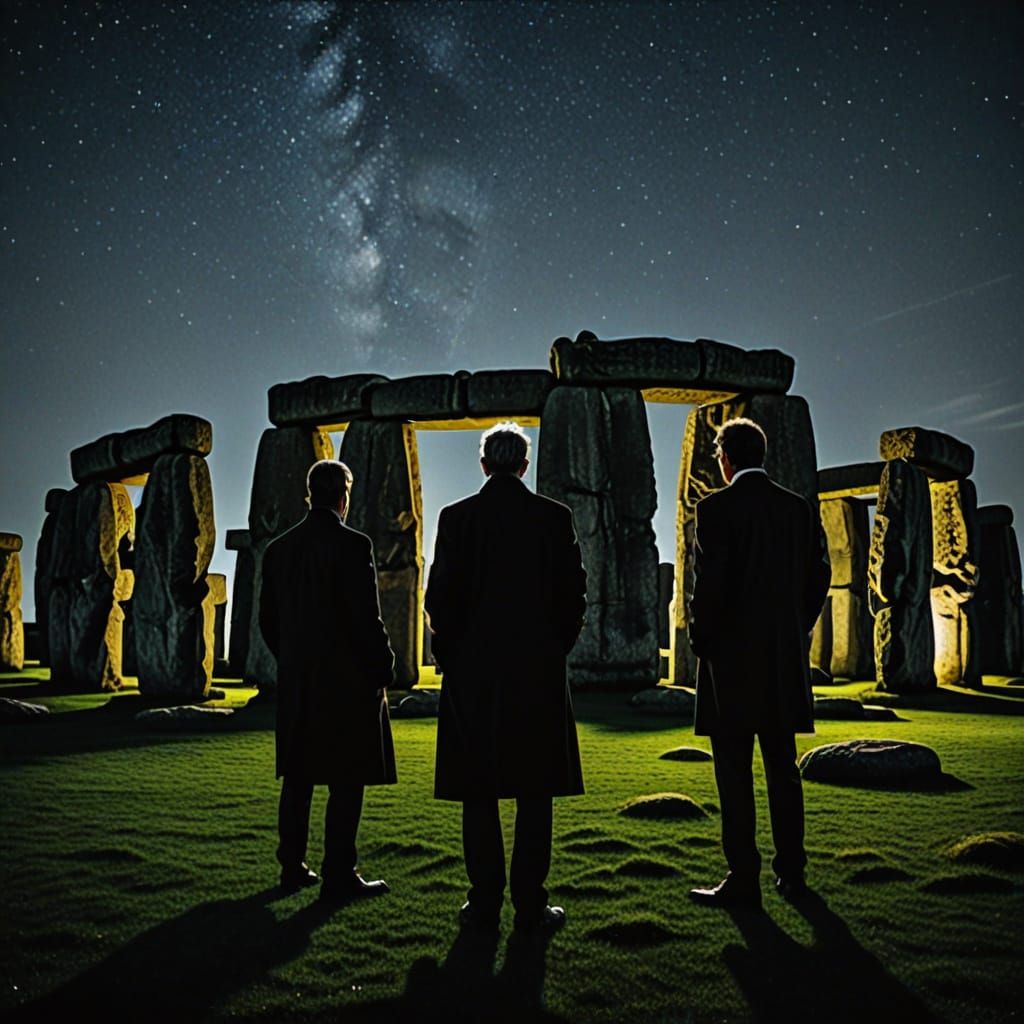 Stonehenge at Night: Mysterious Figures