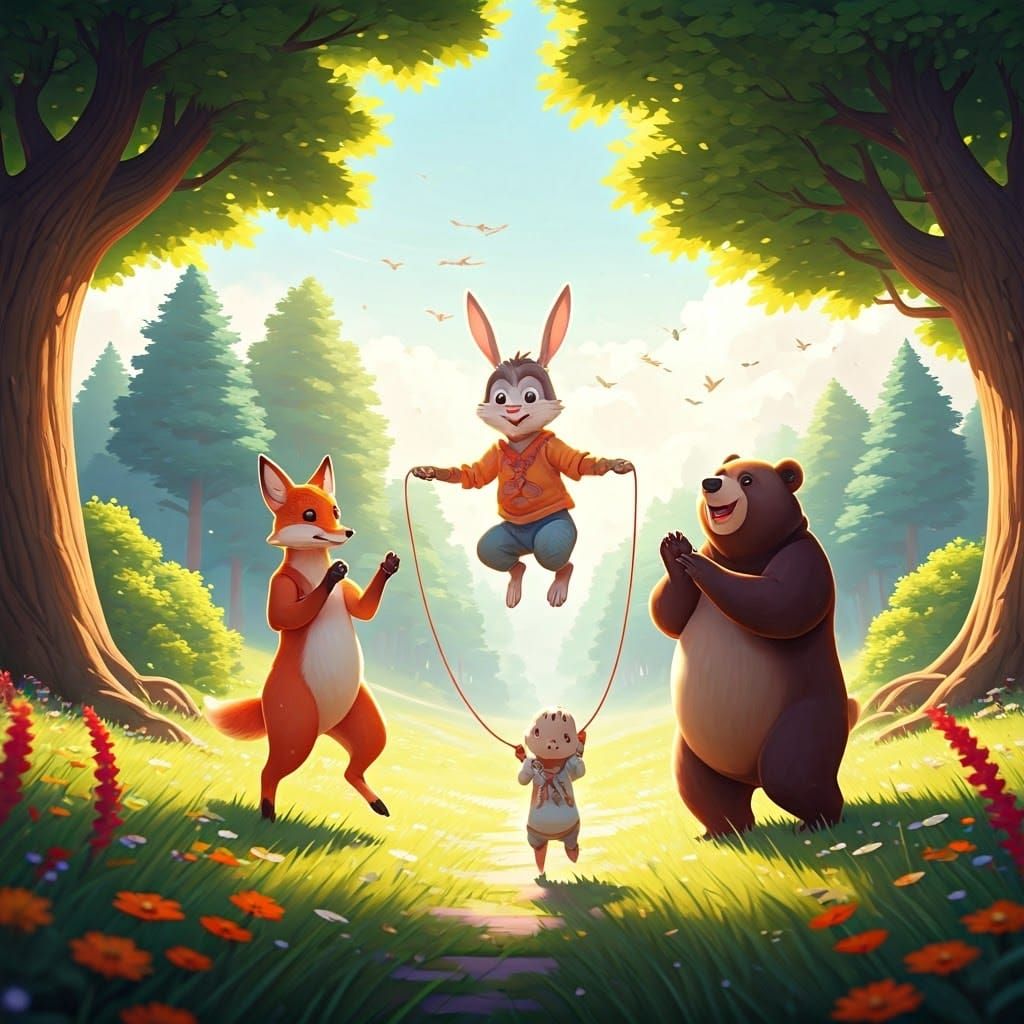 Vibrant Jungle Playground in 3D Anime Style