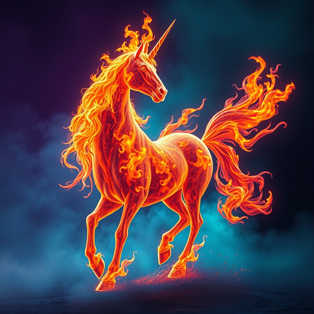 Fiery Unicorn: A Fantasy Concept Art