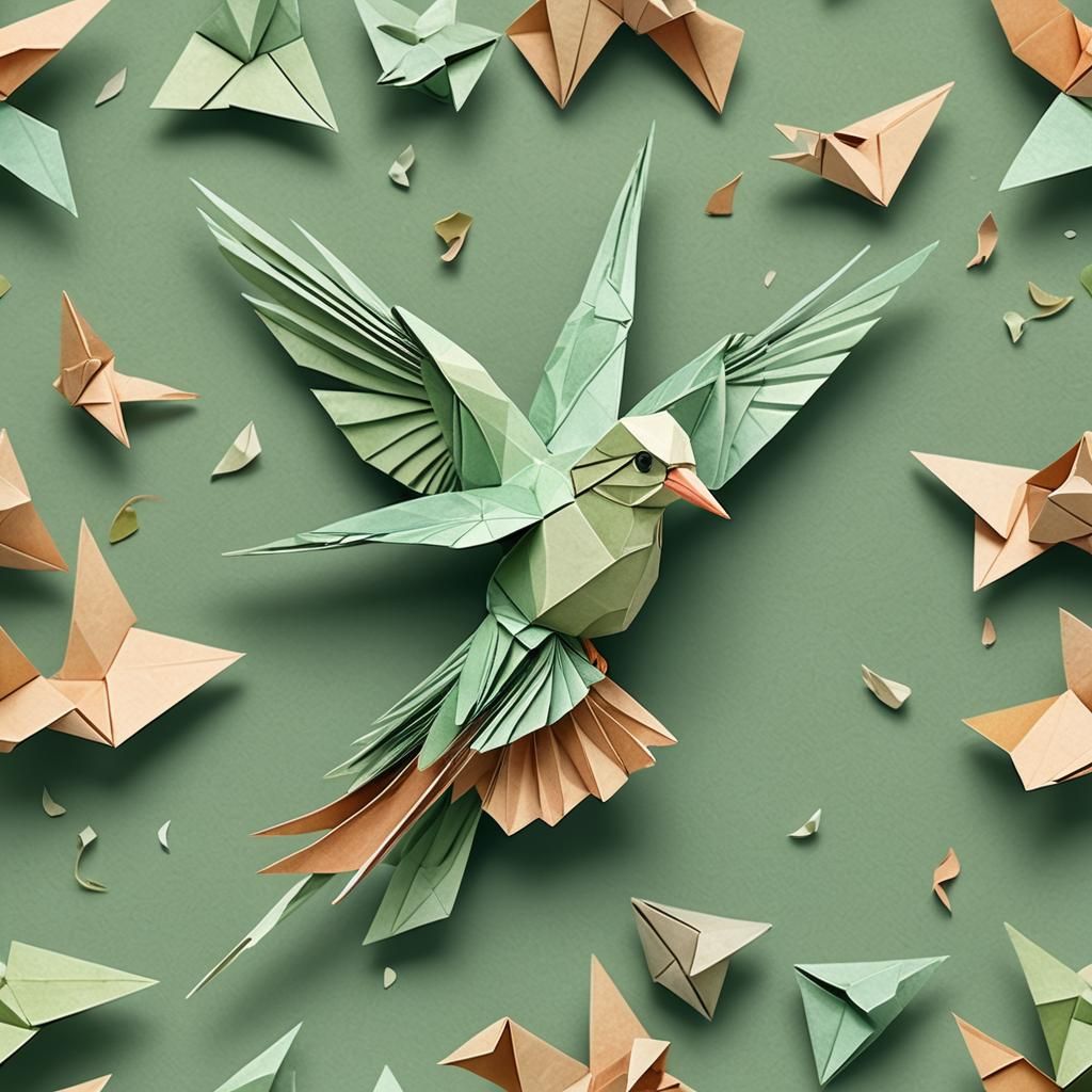 Whimsical Watercolor Bird in Flight with Origami
