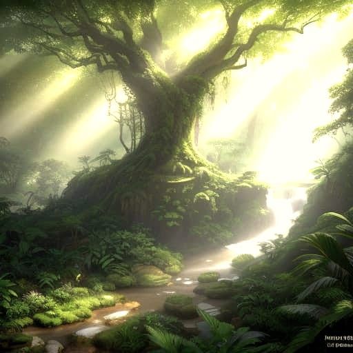 Giant Hand Waters Forest From Above Hyperrealistic Photo