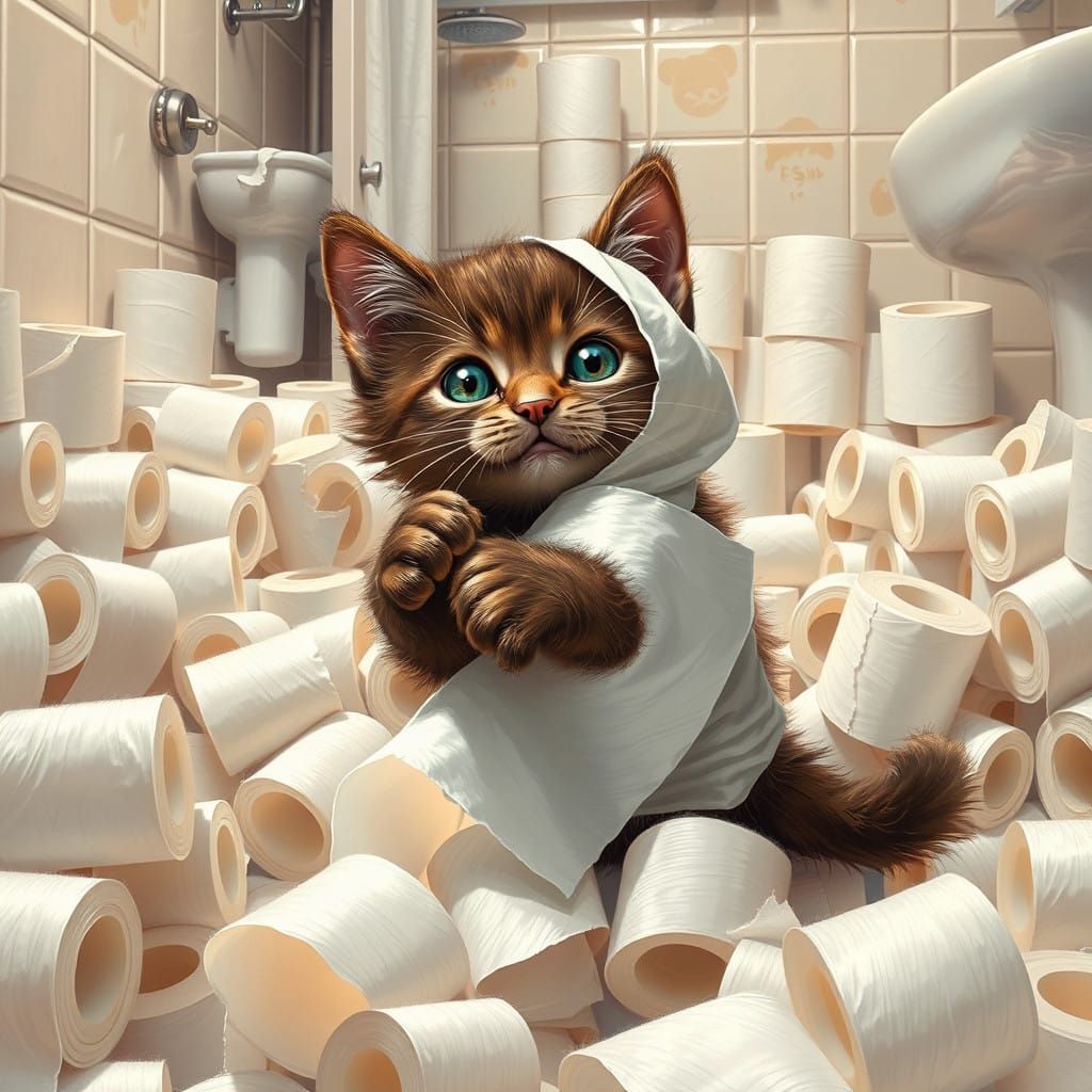 Ragdoll Cat and Toilet Paper