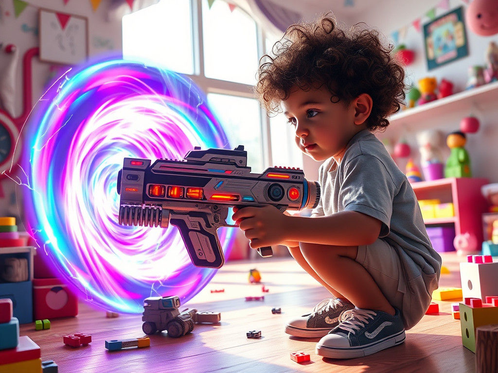 Child with Portal Gun in Playroom