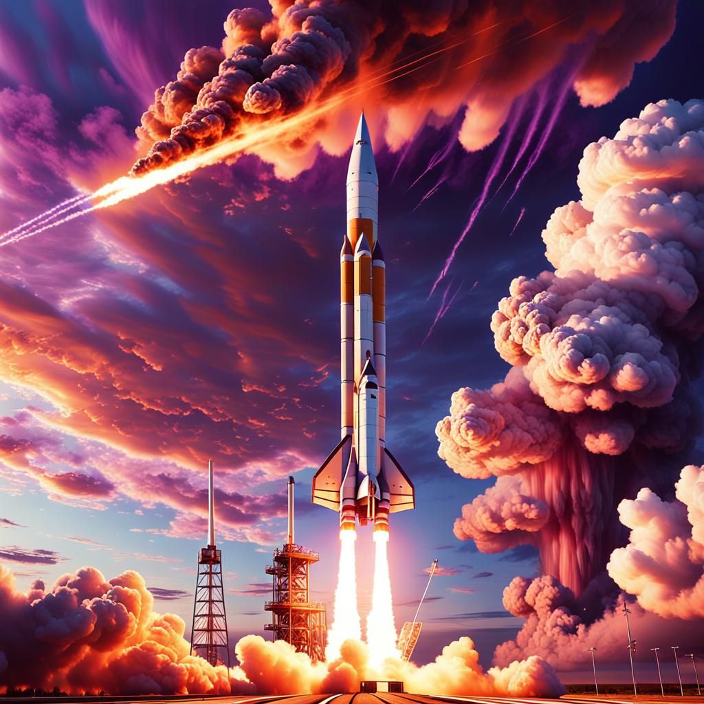 Hypersonic Vulcan Rocket Launch at Sunset