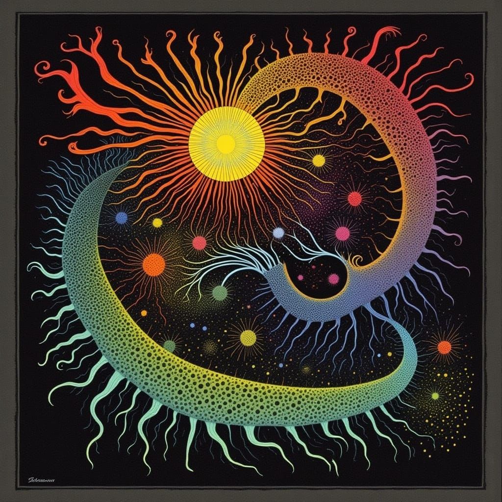 Centipede Emerging in Dark Floral Splendor