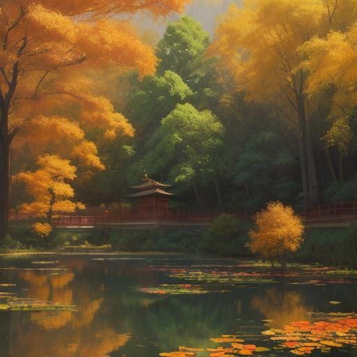 Monk Praying in Forest as Impressionist Oil Painting