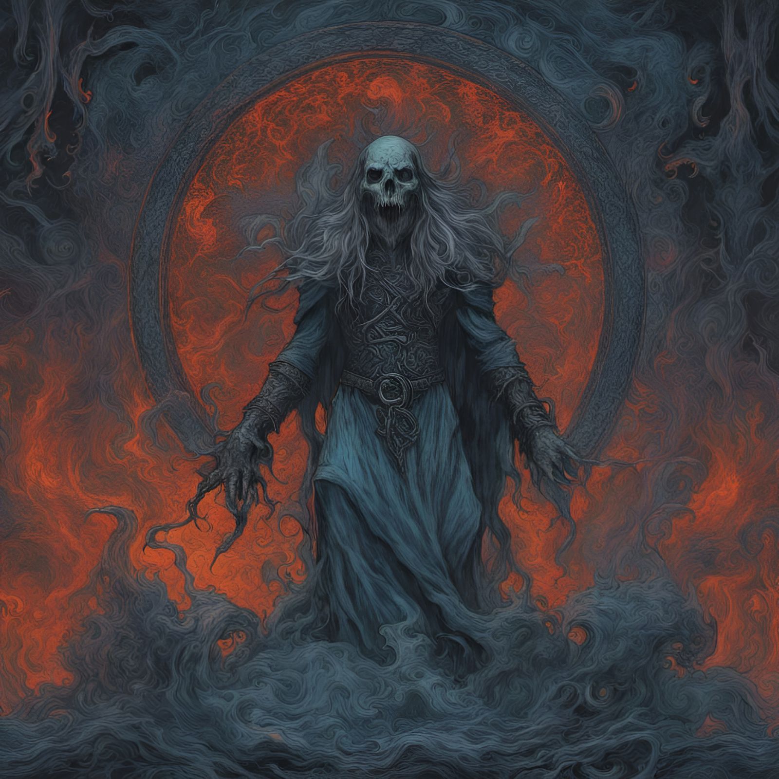 Infernal Mist with Celtic Patterns in Black Metal Style