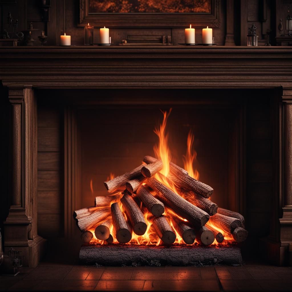 Hyperrealistic Moving Fireplace Yule Log in Super Realism