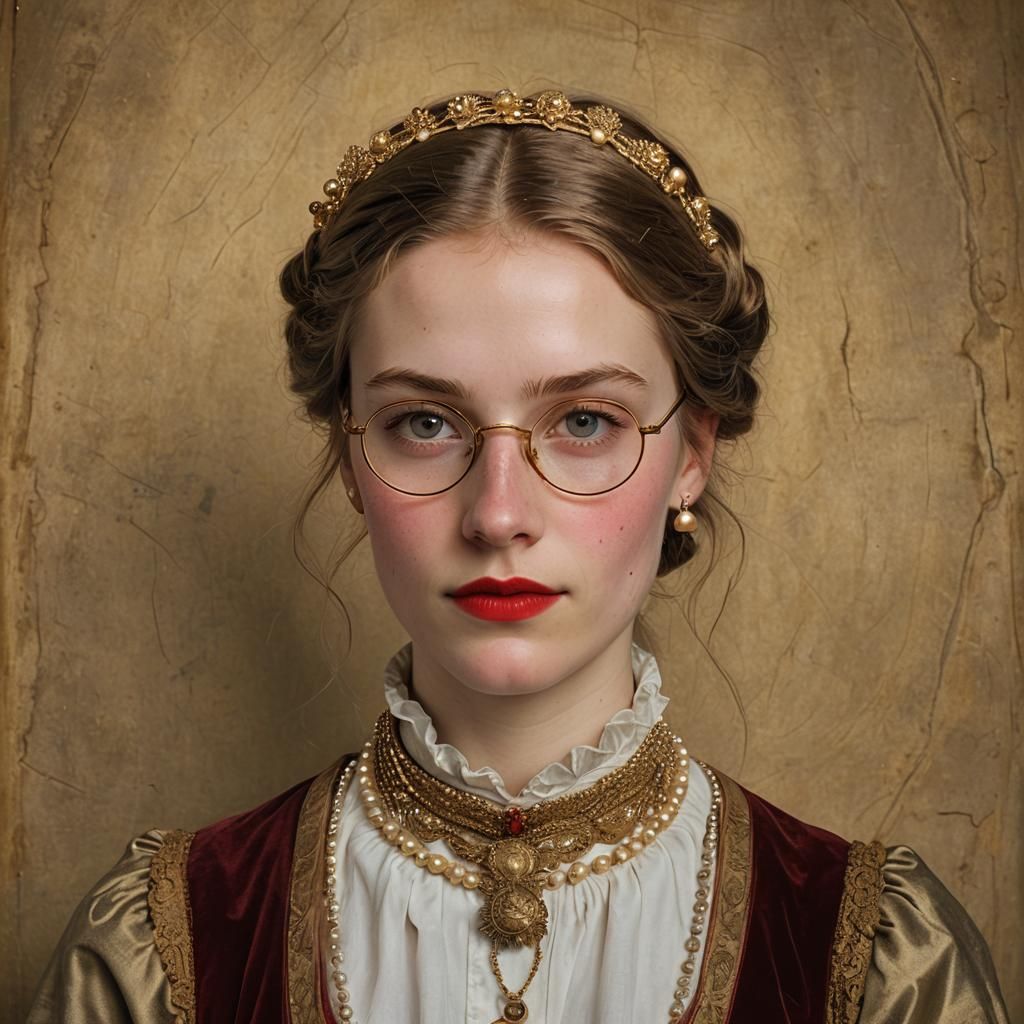 Renaissance Portrait of German Woman with Gold Jewelry