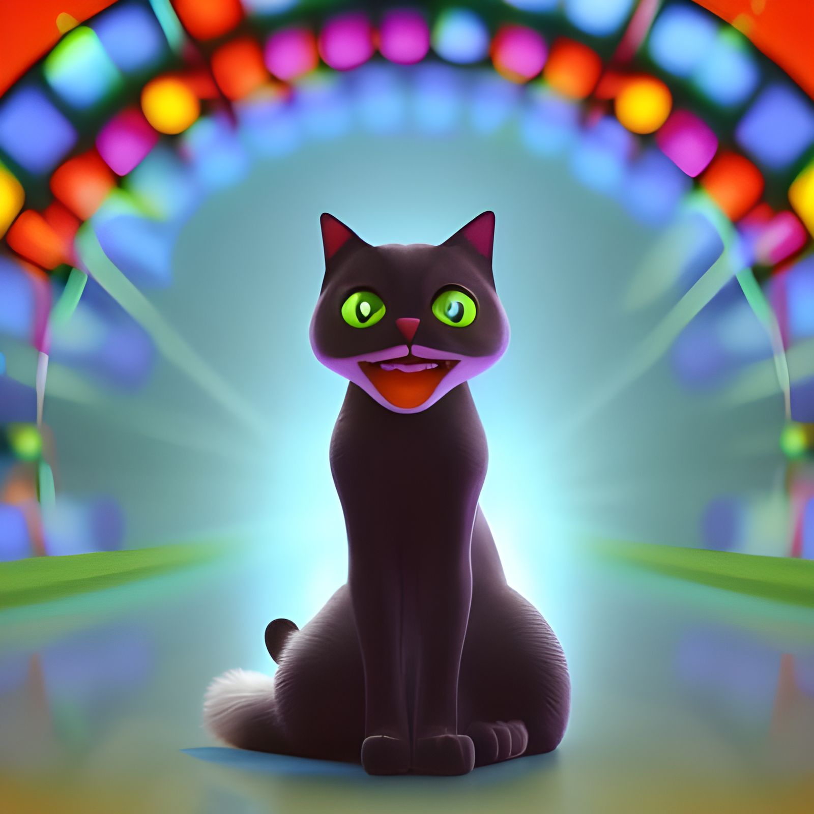 Singing Cat on Stage in 3D Style