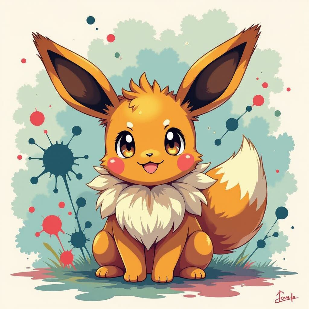 Dreamlike Eevee Portrait in Lowbrow Art Style